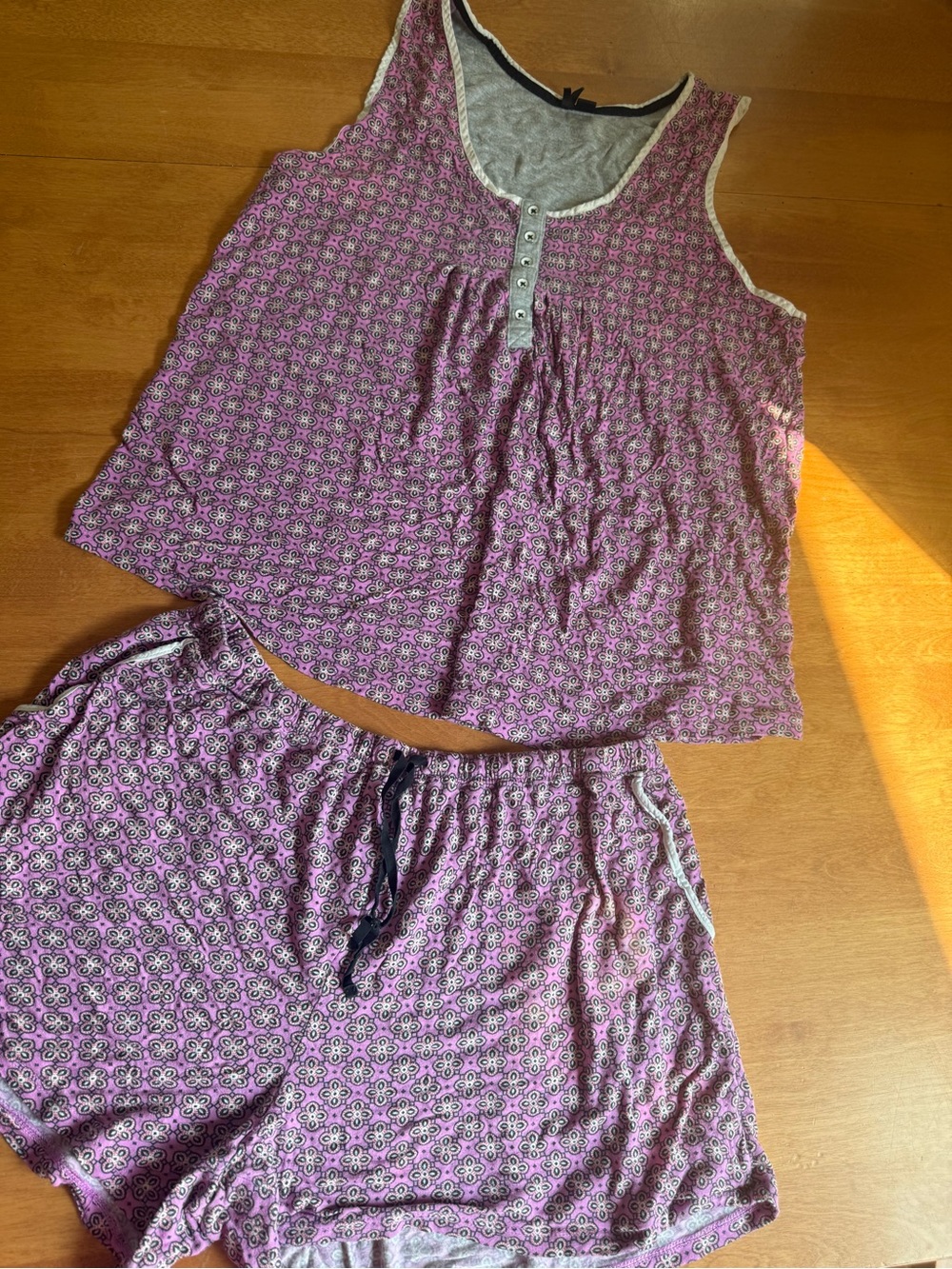 H&M Purple Floral-Geometric Tank & Shorts Pajama Set
